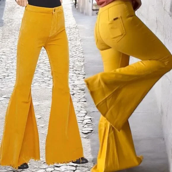 Mustard Yellow High Rise Flare Jeans | Stretch Boutique Denim | NWT | 16 - Picture 5 of 15